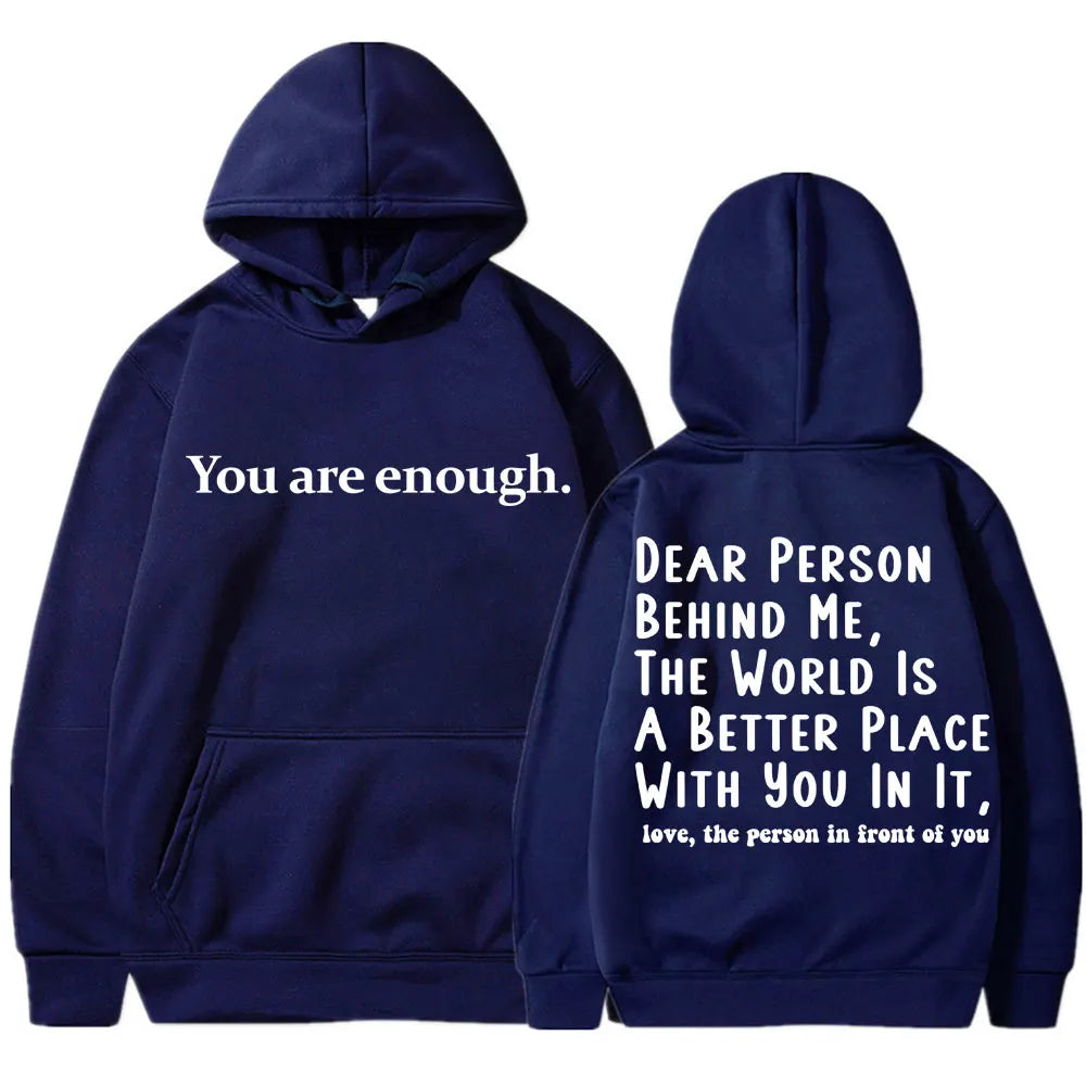 Unisex Mental Health Casual Pullover Hoodie - You Are Enough