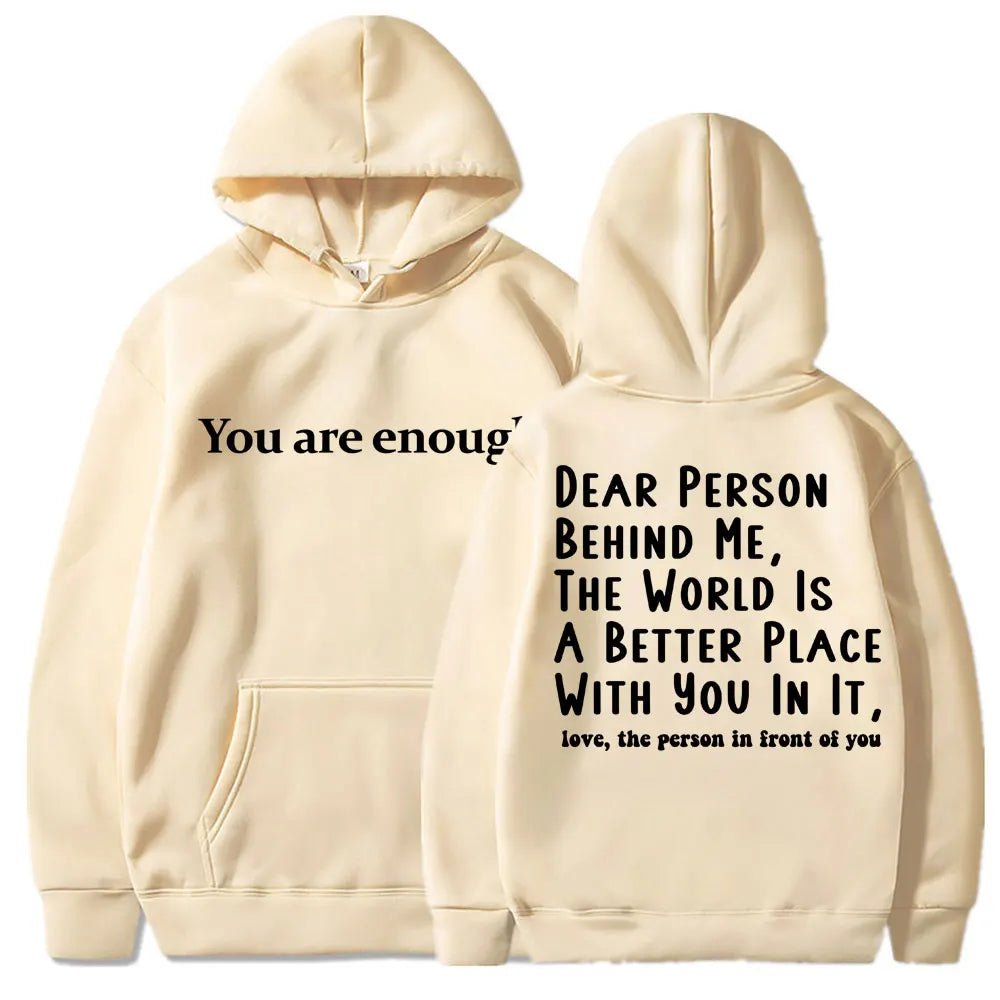 Unisex Mental Health Casual Pullover Hoodie - You Are Enough