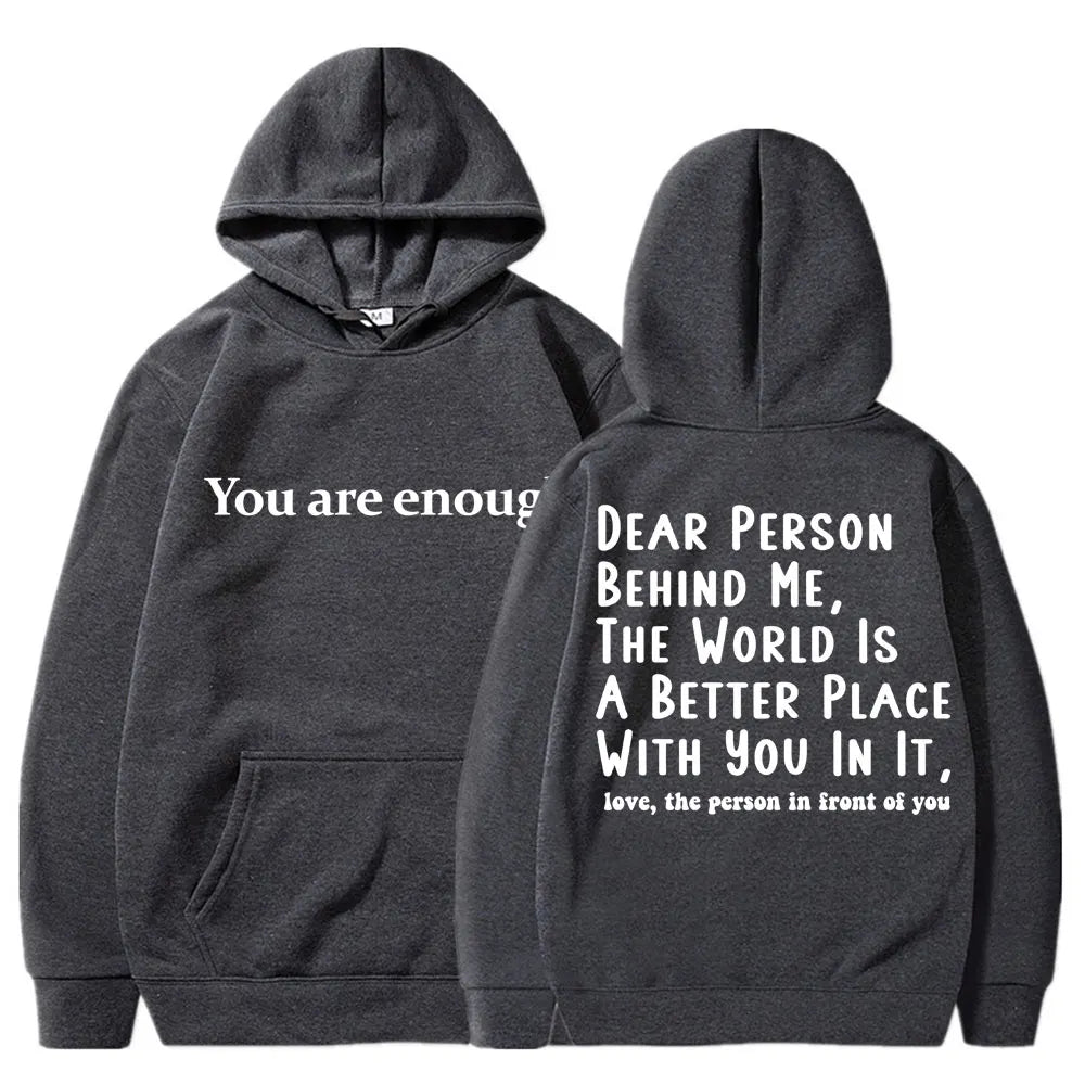Unisex Mental Health Casual Pullover Hoodie - You Are Enough