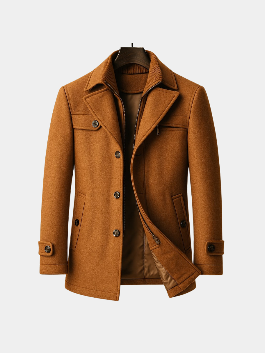 Men's Tailored Layered Wool Overcoat