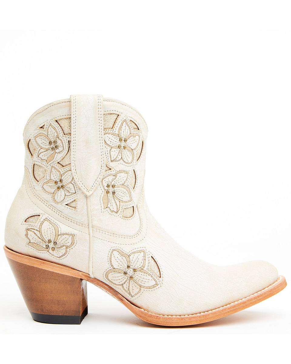 Women's Floral Embroidered Western Booties - Round Toe