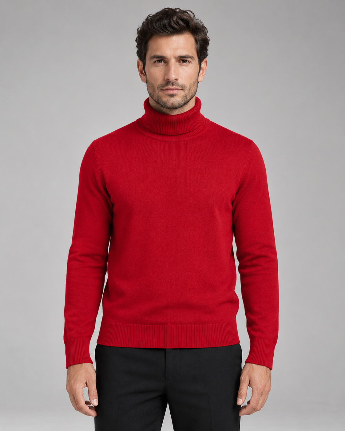 Men's Fine Knit Turtleneck Roll Neck Sweater
