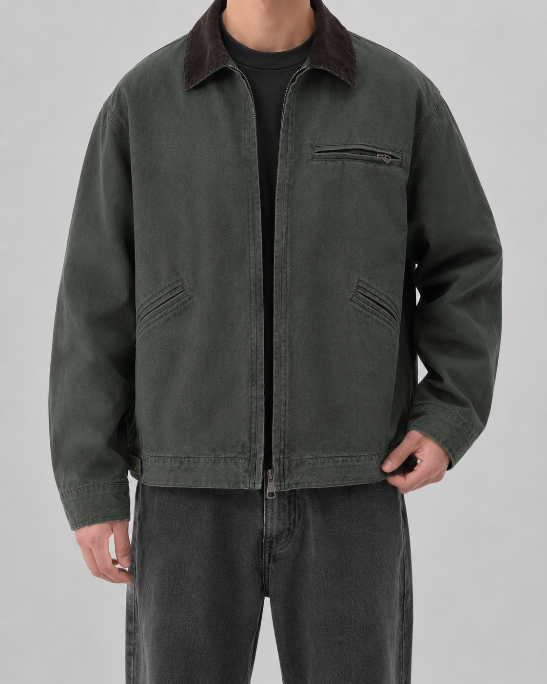 Men's Barn Jacket - Cotton Canvas with Corduroy Collar