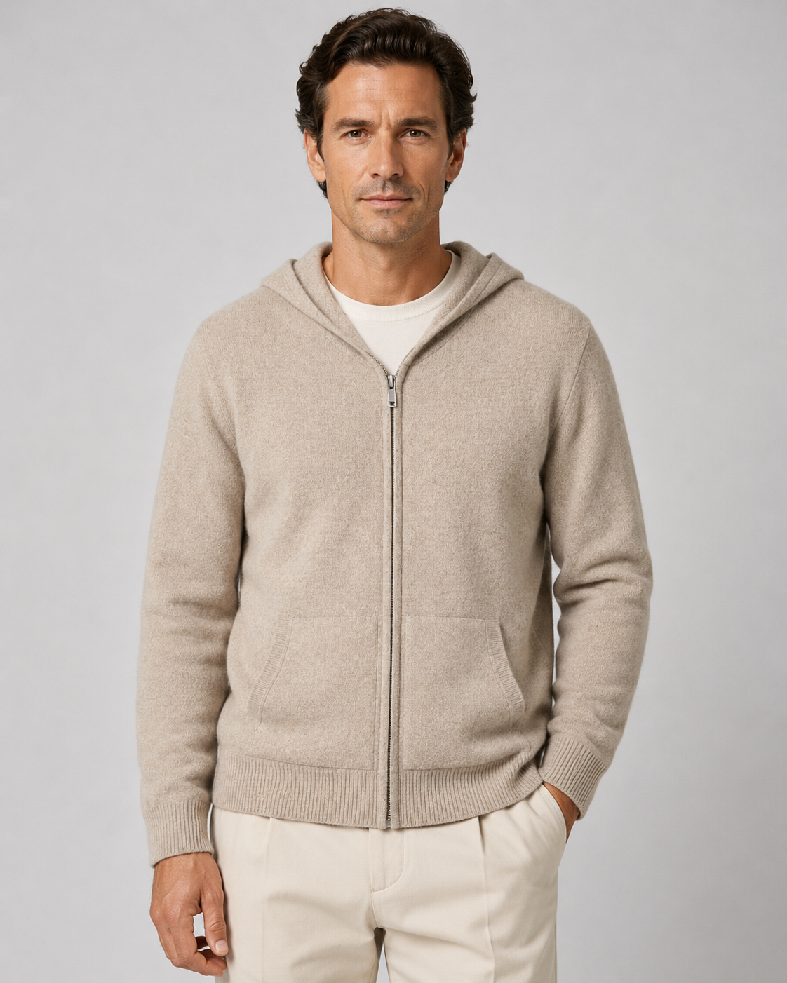 Men's Zip-Up Hoodie in Merino Wool