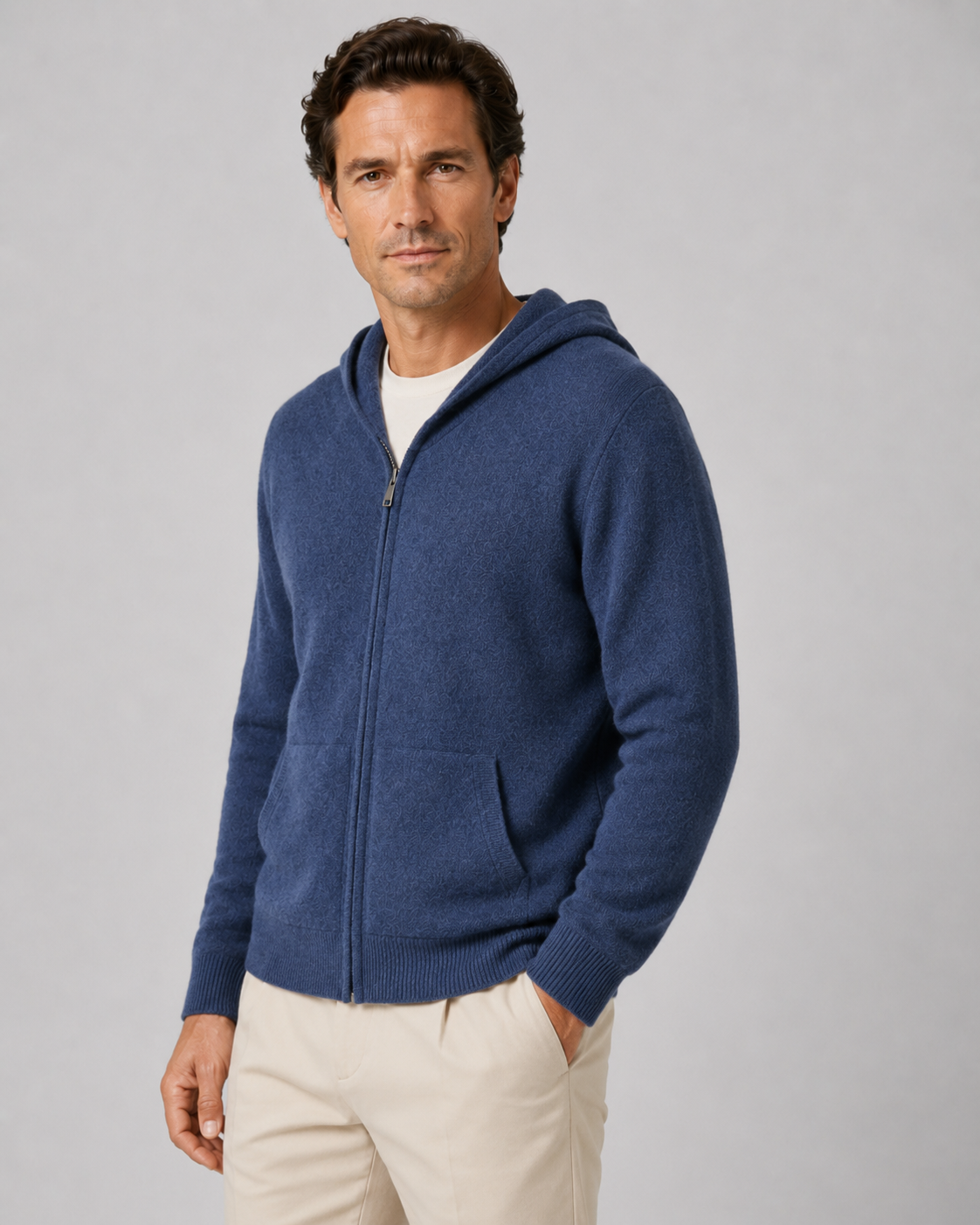 Men's Zip-Up Hoodie in Merino Wool