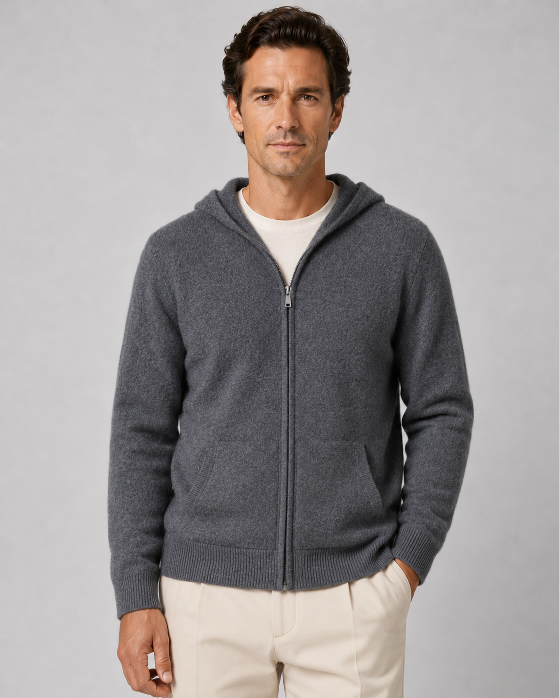 Men's Zip-Up Hoodie in Merino Wool