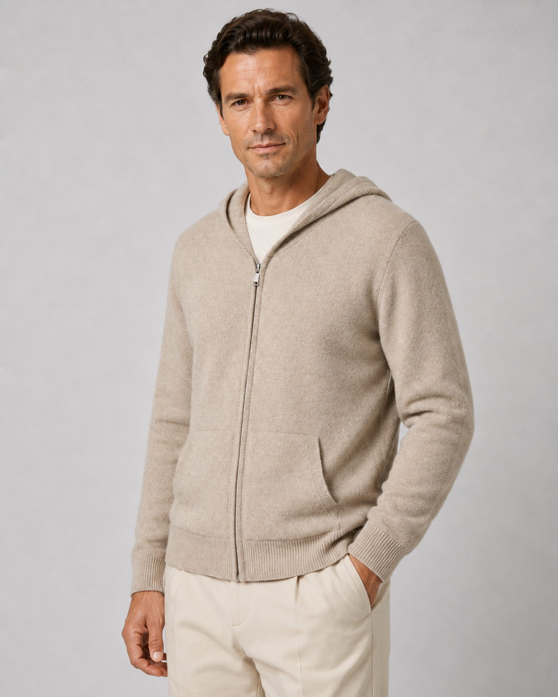 Men's Zip-Up Hoodie in Merino Wool