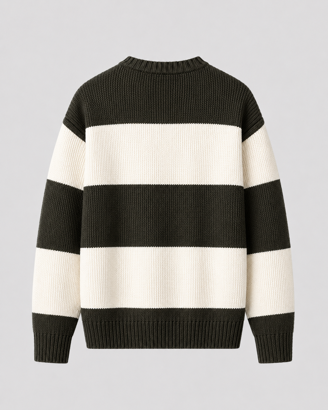 Men's Crew Neck Rugby Stripe Sweater - Relaxed Fit