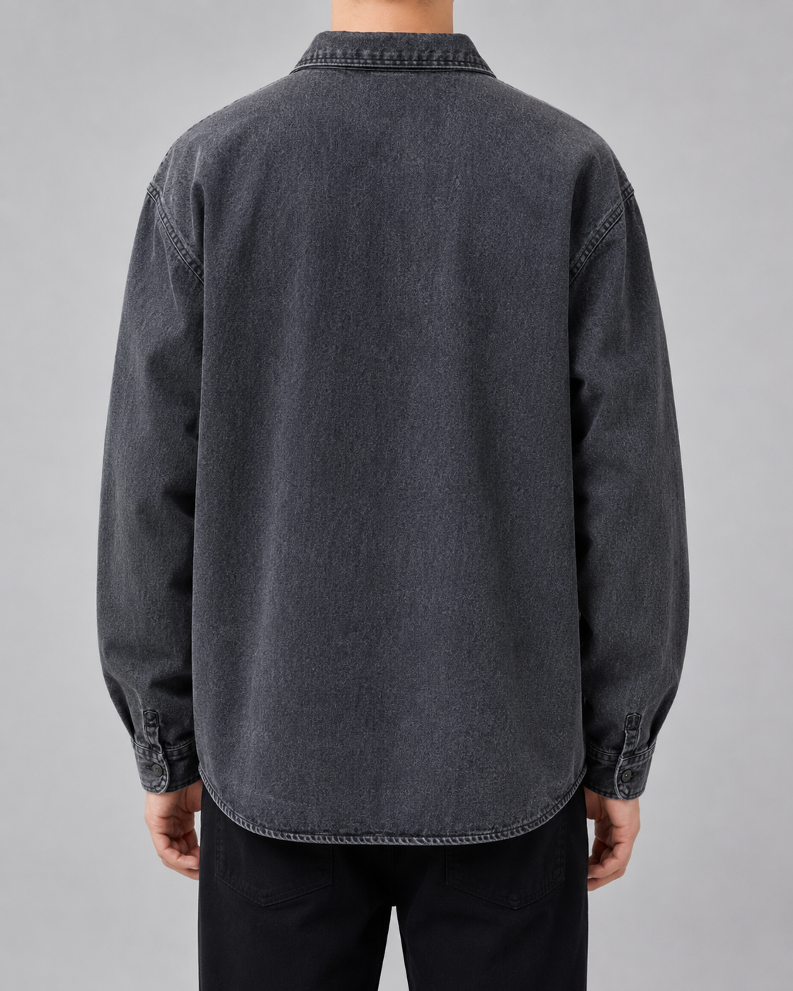 Men's Relaxed Fit Washed Denim Shirt Jacket
