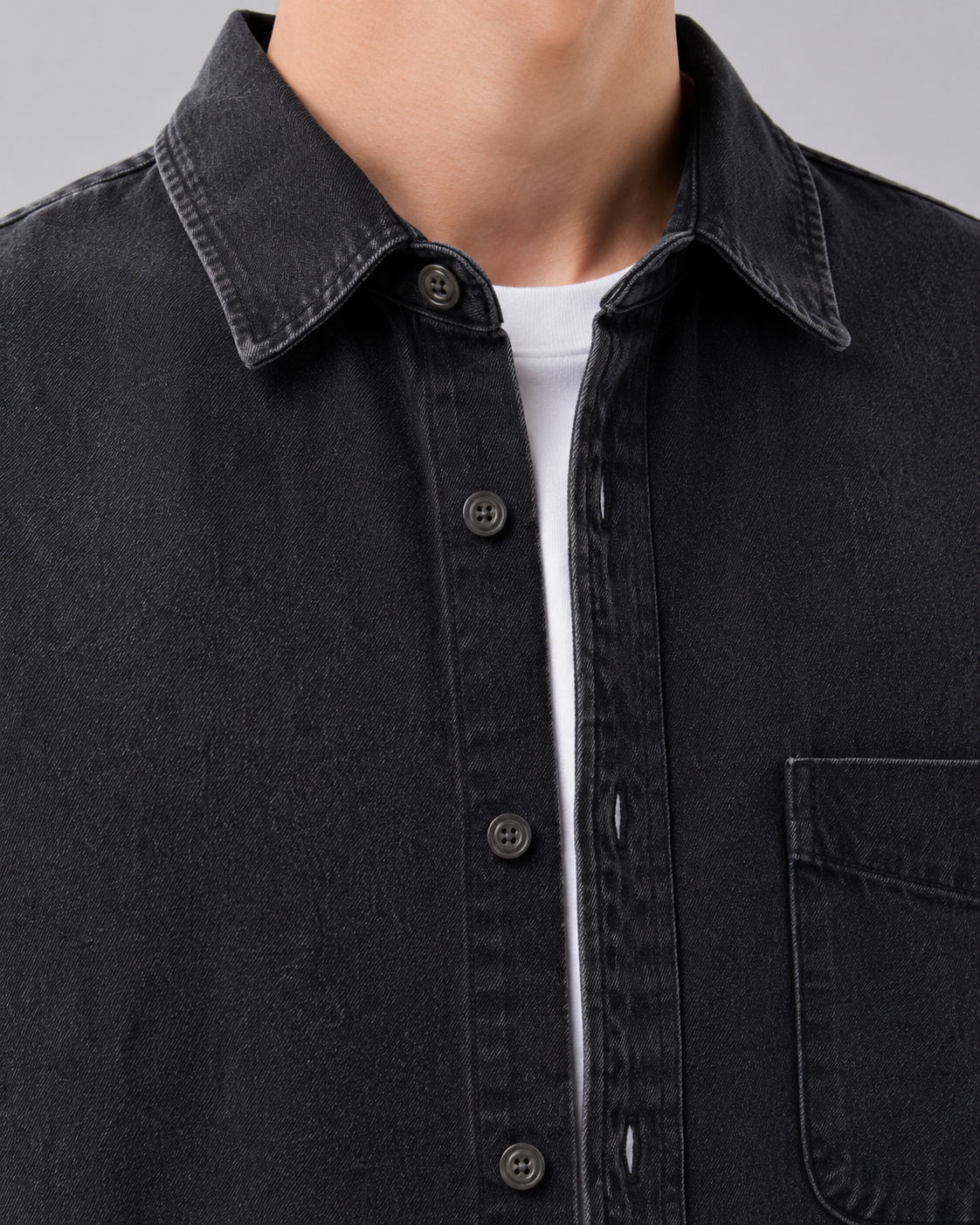 Men's Relaxed Fit Washed Denim Shirt Jacket