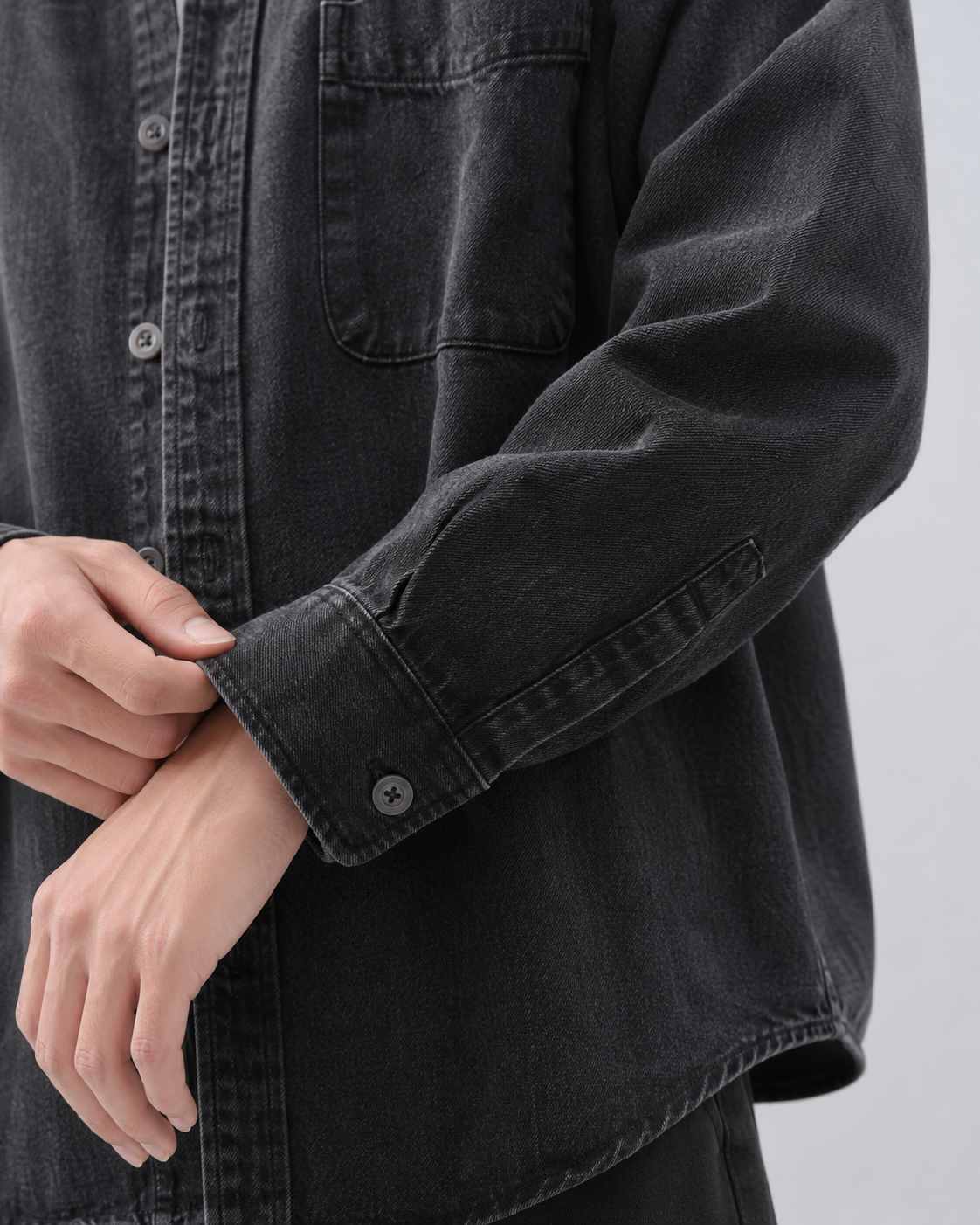 Men's Relaxed Fit Washed Denim Shirt Jacket