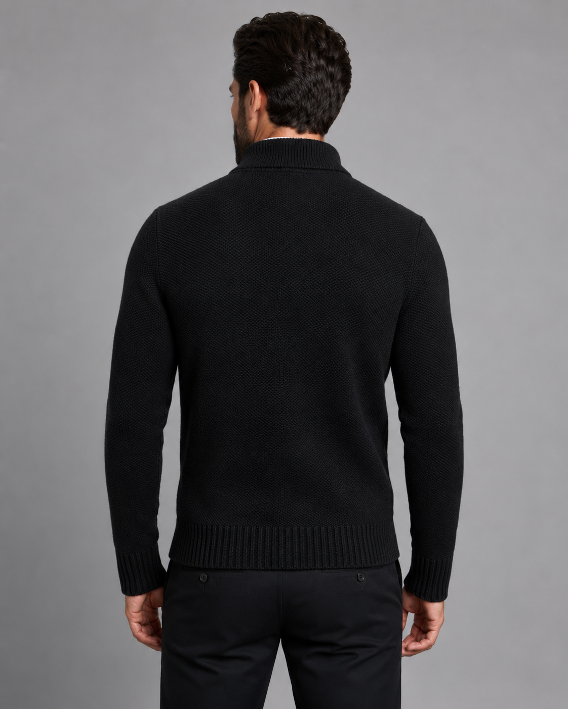 Men's Funnel Neck Zip Sweater - Textured Knit