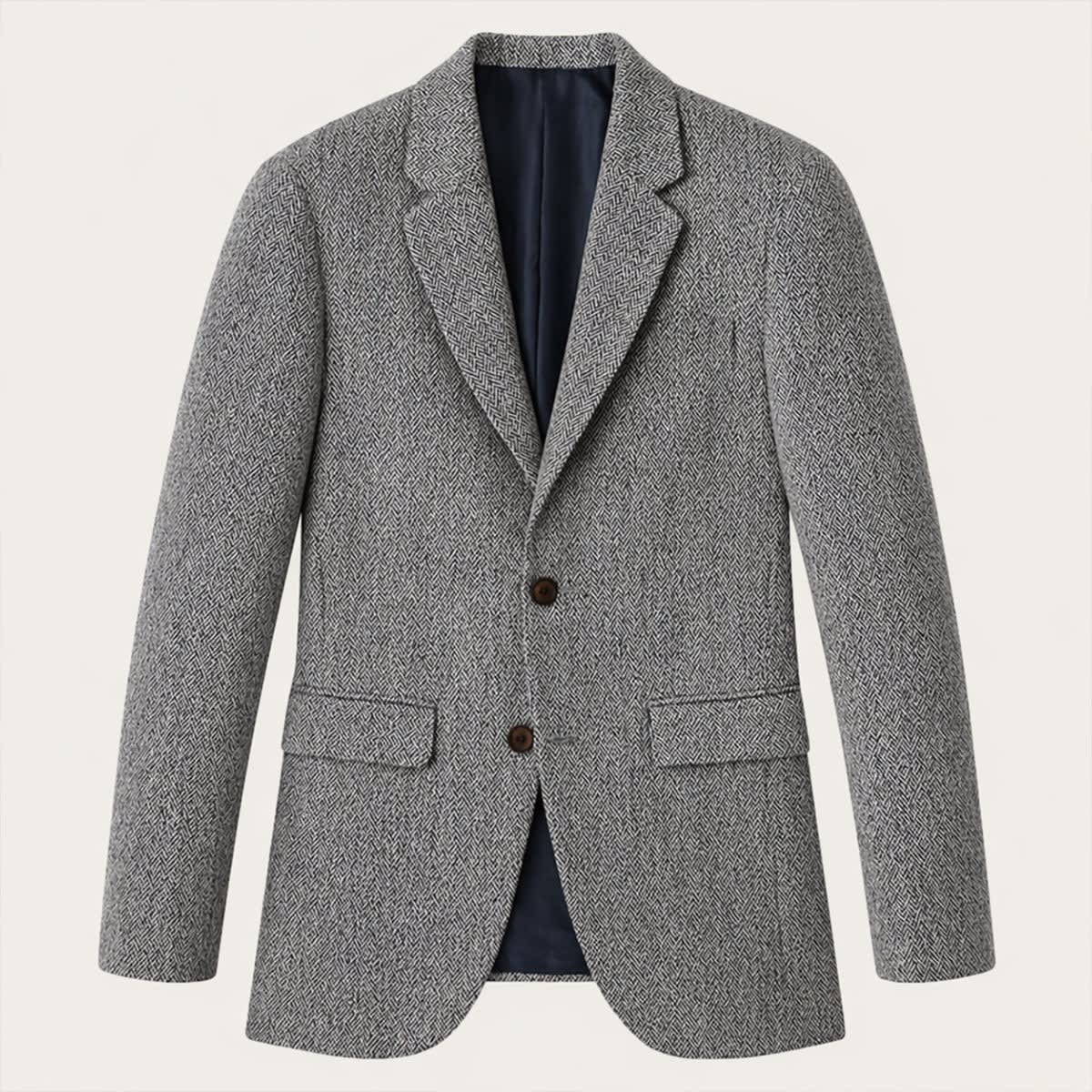 Men's Tailored Wool Blend Herringbone Blazer