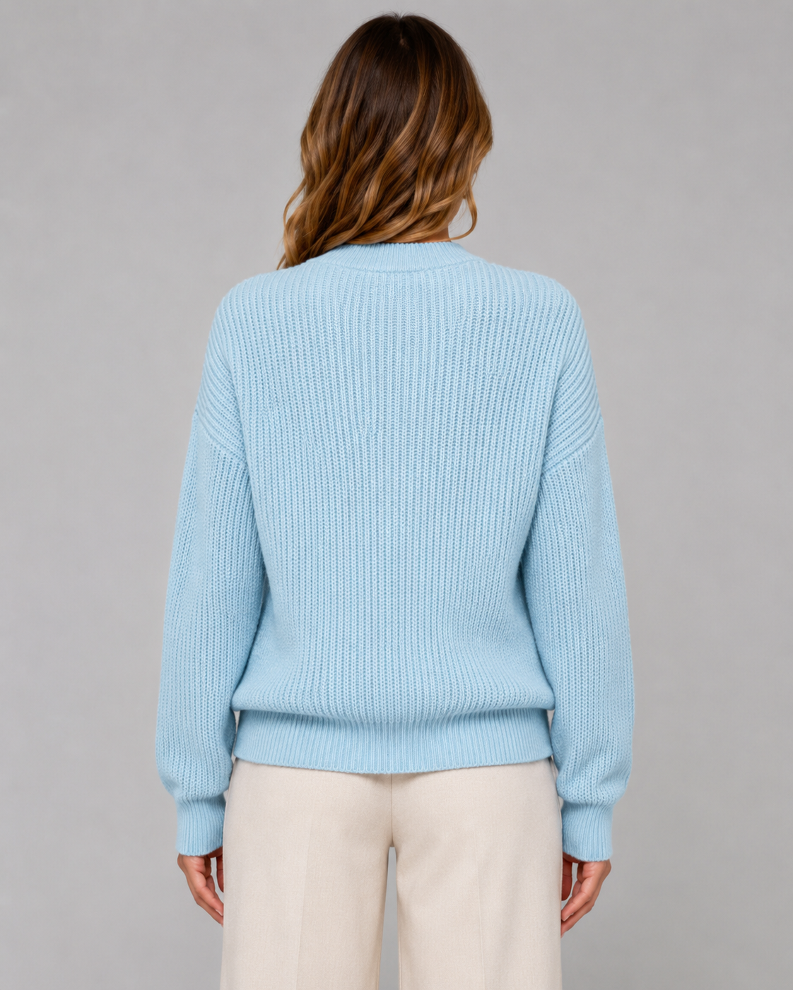 Ribbed Henley Sweater for Women with Button Placket