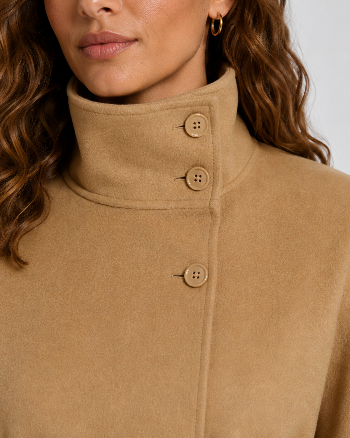 Women's Funnel Neck Belted Cape with Wide Sleeves