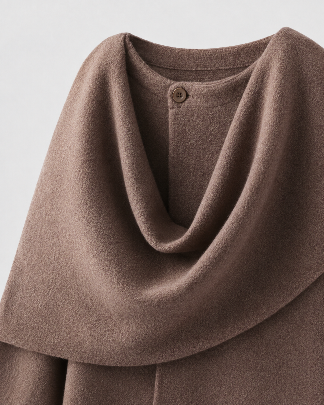 Women's Cape Collar Scarf Coat - Boxy Fit Draped Style