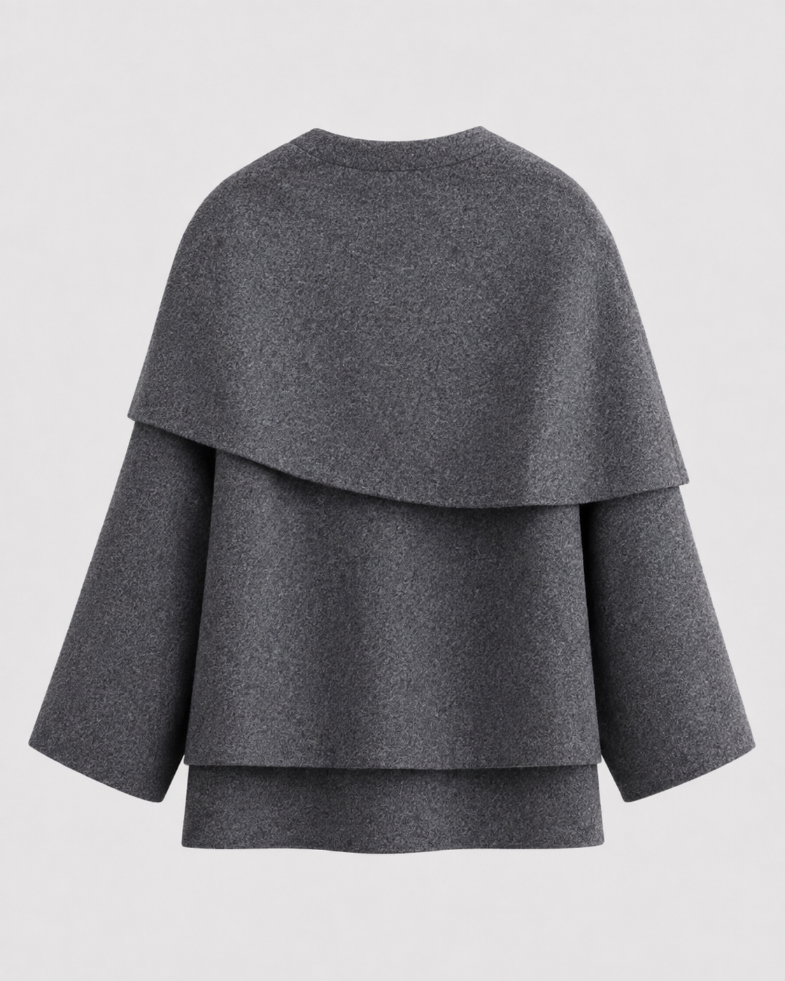 Women's Cape Collar Scarf Coat - Boxy Fit Draped Style