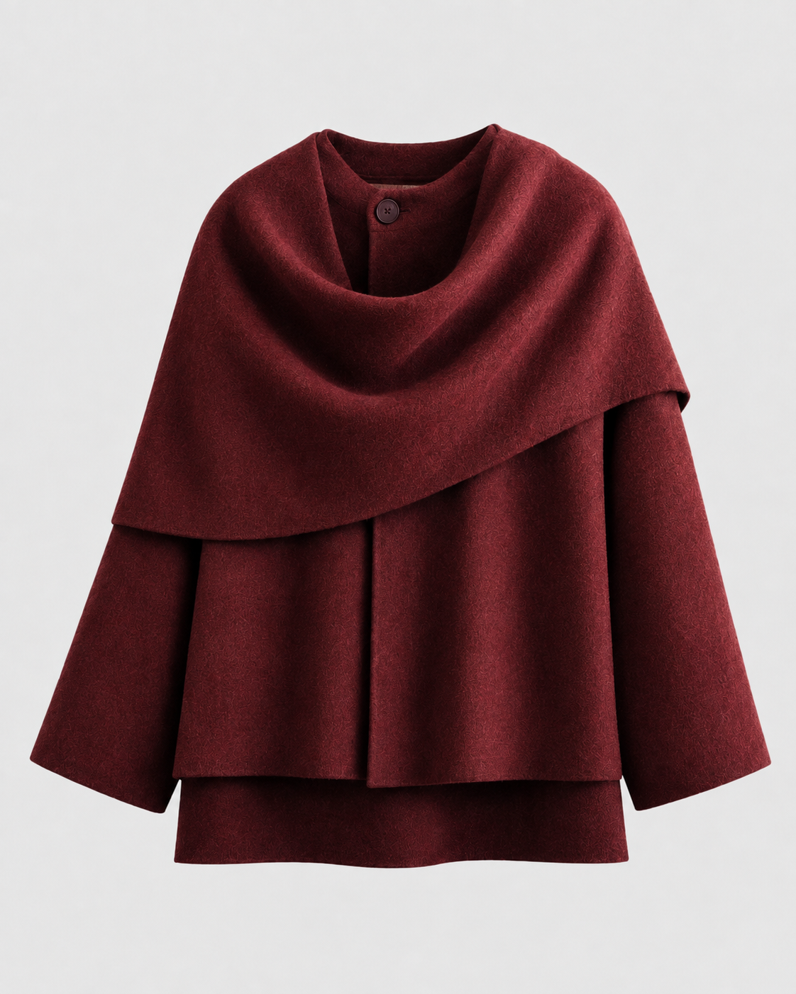 Women's Cape Collar Scarf Coat - Boxy Fit Draped Style