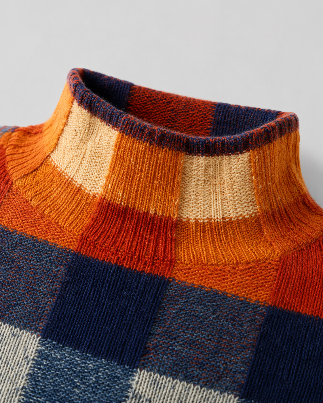 Women's Turtleneck Sweater in Check Knit