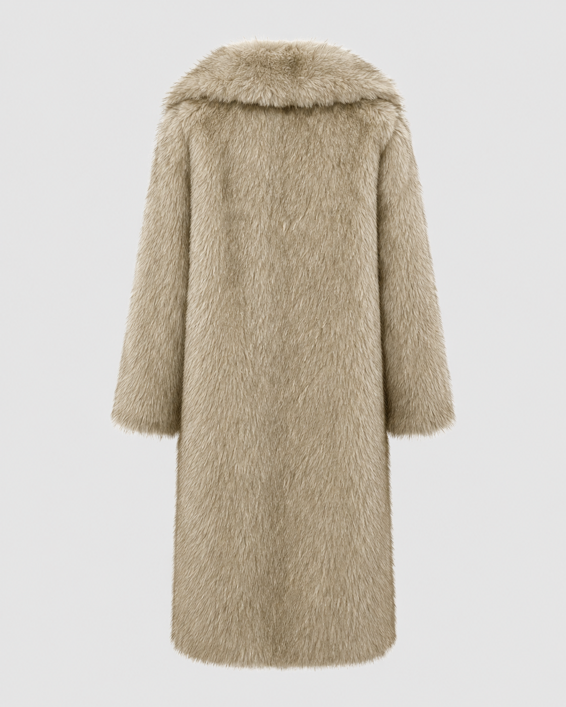 Faux Fur Longline Coat for Women with Wide Collar