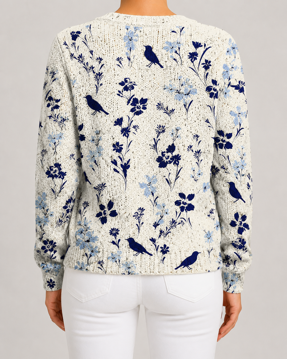 Floral Print Knit Cardigan for Women