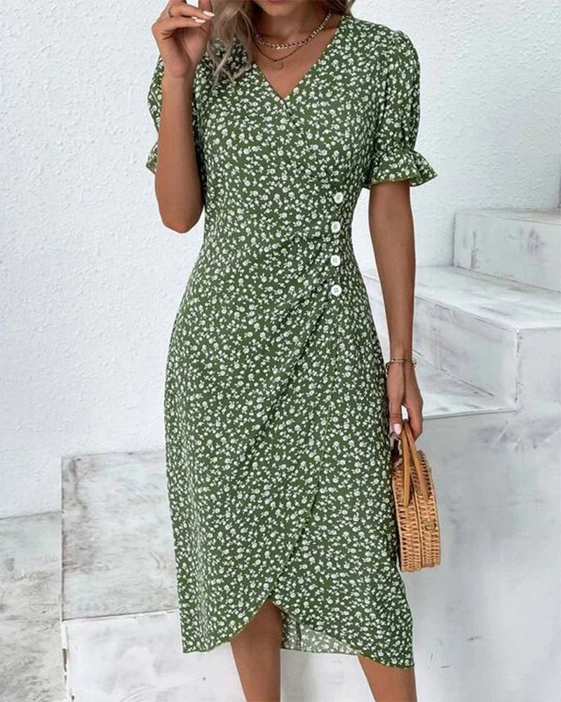 Emily | Women's Wrap Midi Dress, Casual