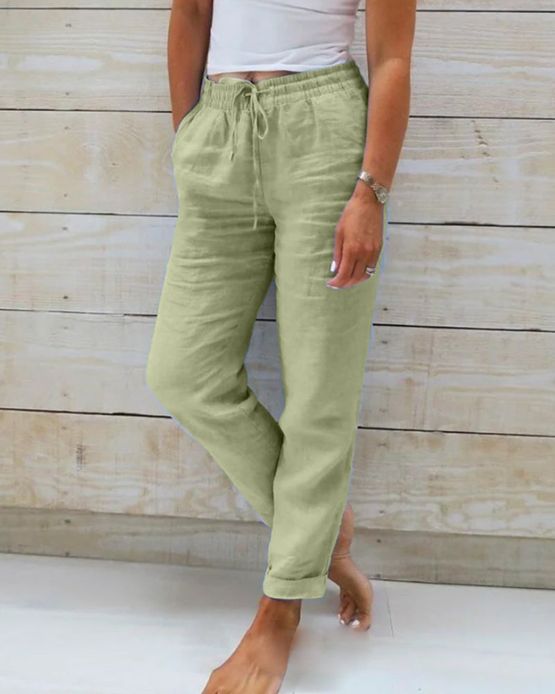 Evelien | Women's Elastic Linen Pants, Casual