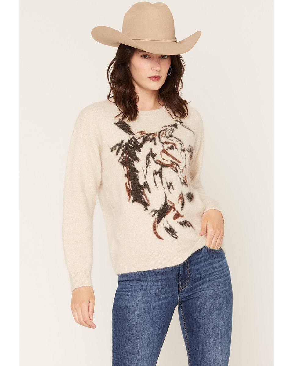 Women's Fuzzy Horse Icon Sweater