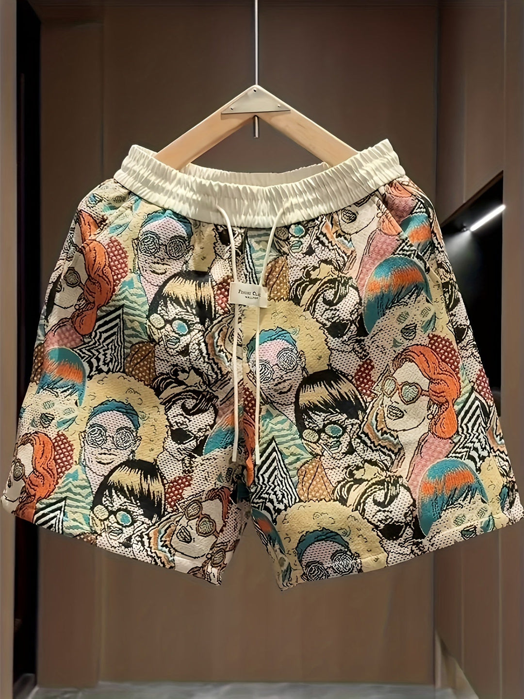 Men's Graphic Print Shorts - All-Over Comic - Summer Casual