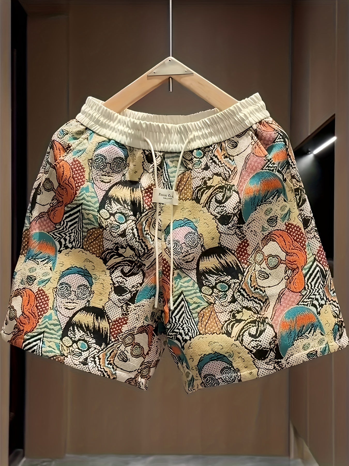 Men's Graphic Print Shorts - All-Over Comic - Summer Casual