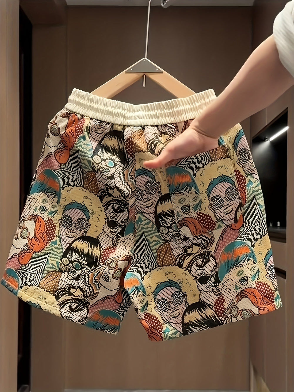 Men's Graphic Print Shorts - All-Over Comic - Summer Casual