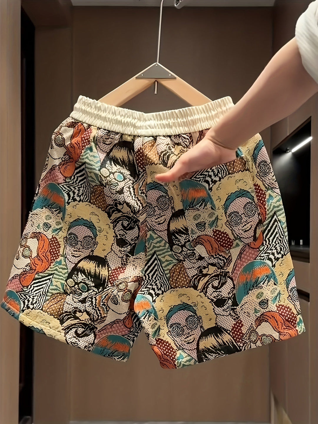 Men's Graphic Print Shorts - All-Over Comic - Summer Casual