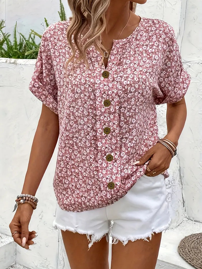 Emily | Women's Floral Button-Up Blouse, Casual Summer