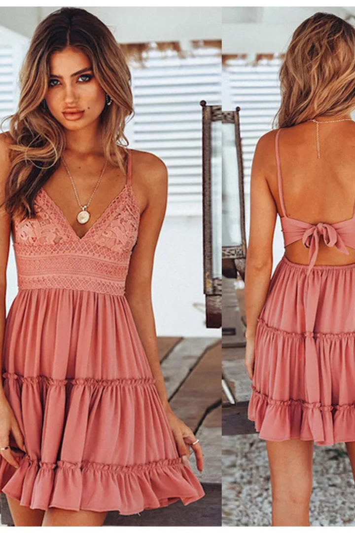 Women's Lace White Midi Dress - Summer Casual