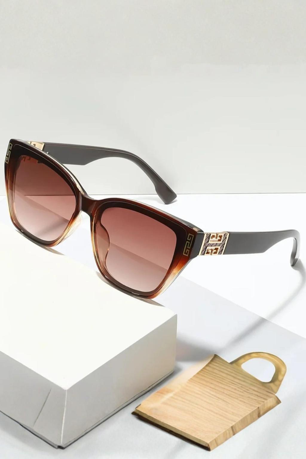 Women's Cat Eye Sunglasses with Gold Detail - Fashion Accessory