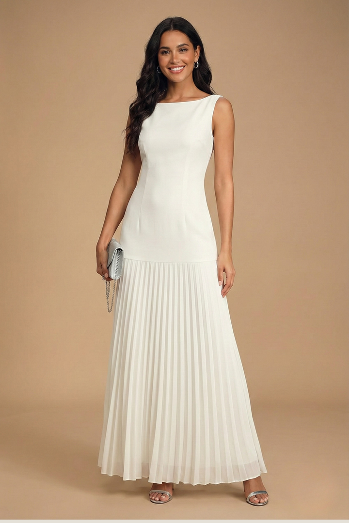 Women's Pleated Maxi Dress - Evening Wear