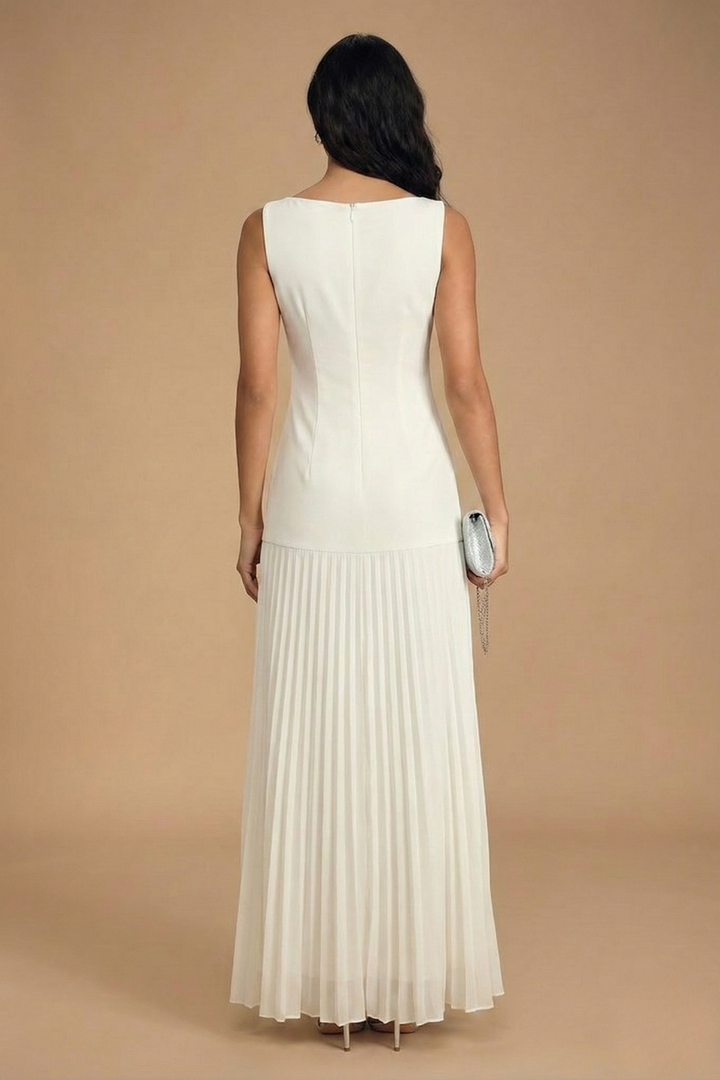 Women's Pleated Maxi Dress - Evening Wear
