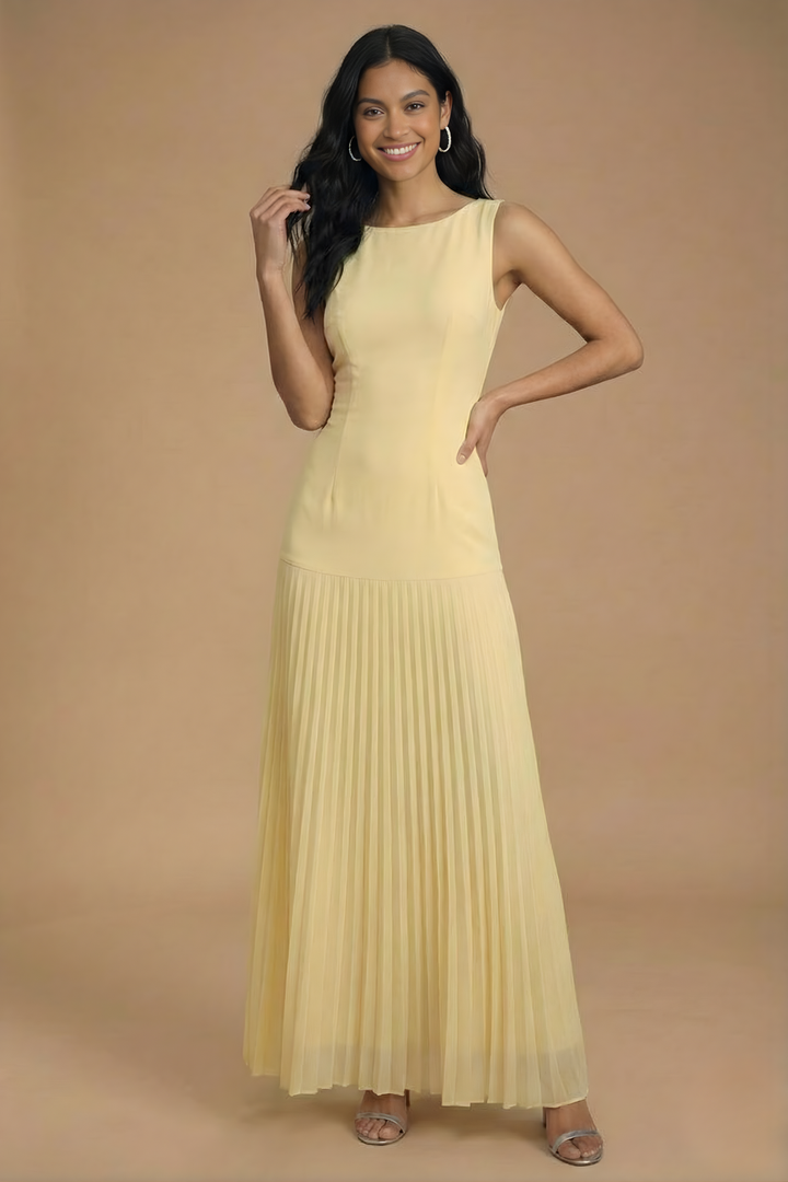 Women's Pleated Maxi Dress - Evening Wear