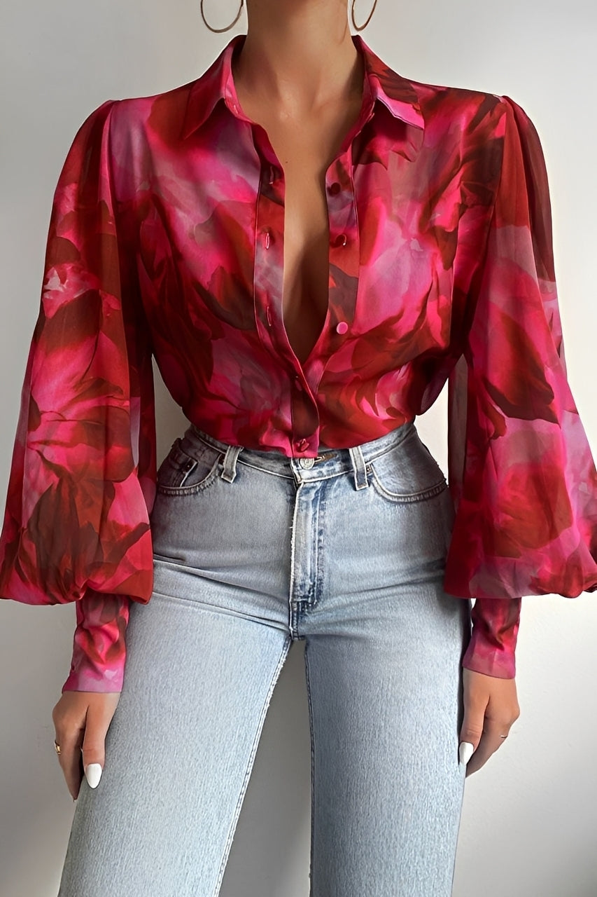 Carla | Women's Blouse with Lantern Sleeves, Casual