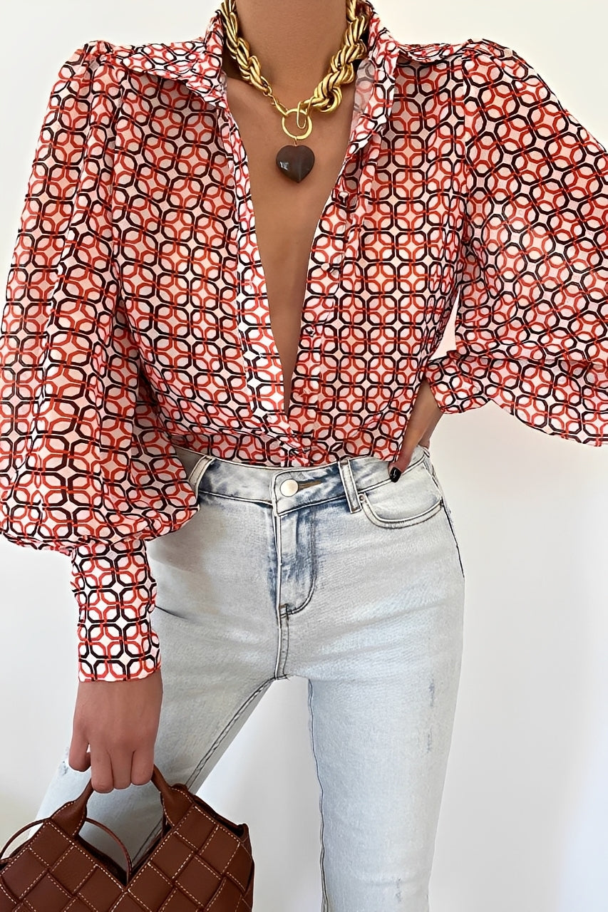 Carla | Women's Blouse with Lantern Sleeves, Casual