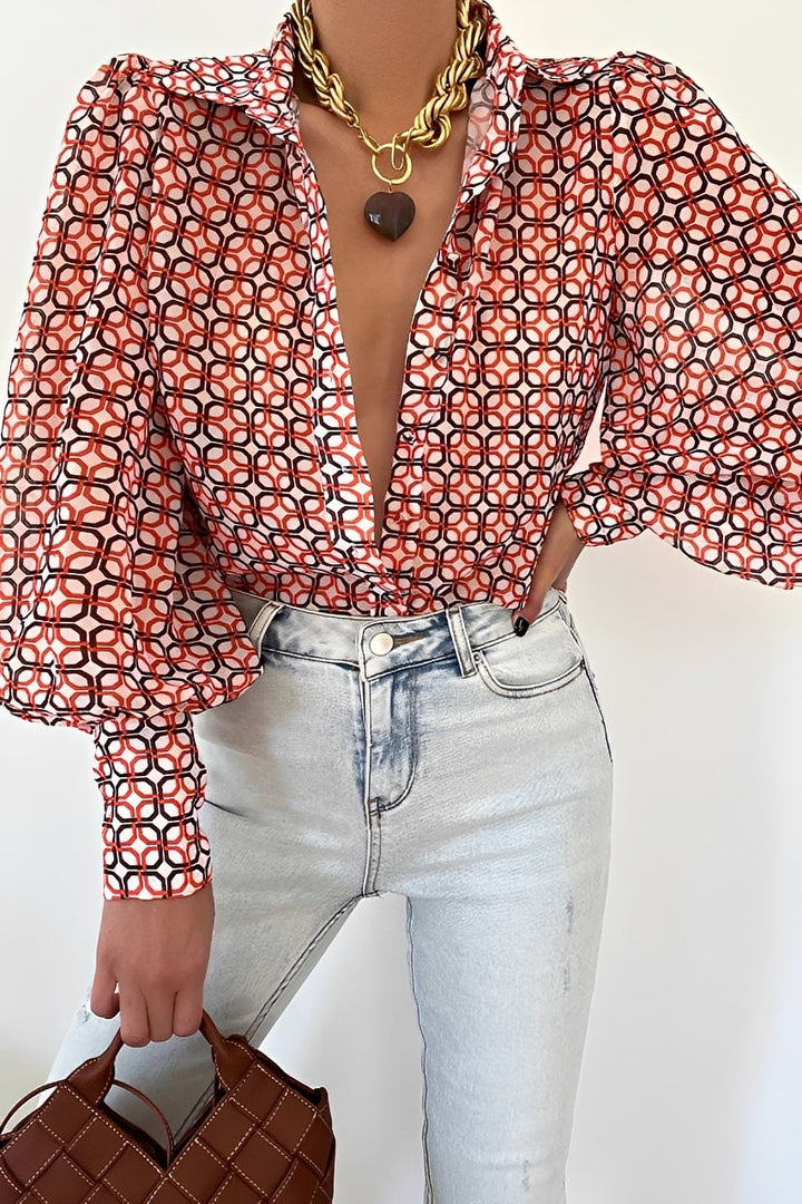 Carla | Women's Blouse with Lantern Sleeves, Casual