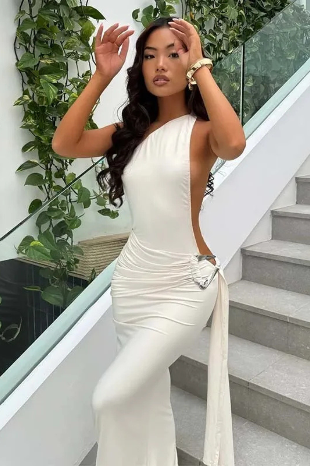 Women's Bodycon One Shoulder Satin Maxi Dress - Summer Wedding Guest