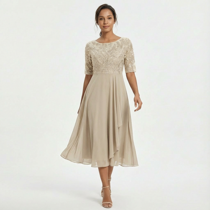 Sophia | Women's Lace Half Sleeve Midi Dress