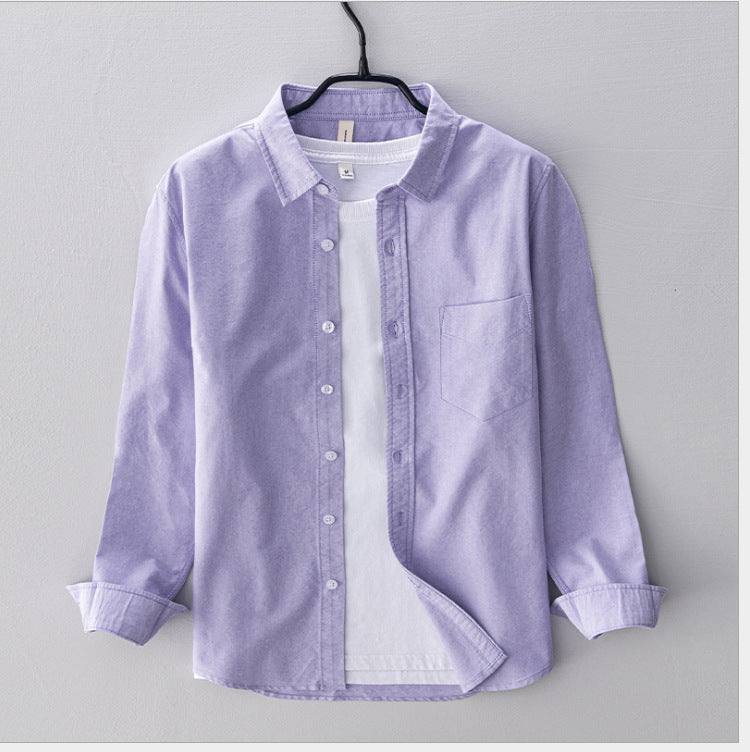 Men's Casual Breathable Cotton Oxford Shirt - Summer Outing