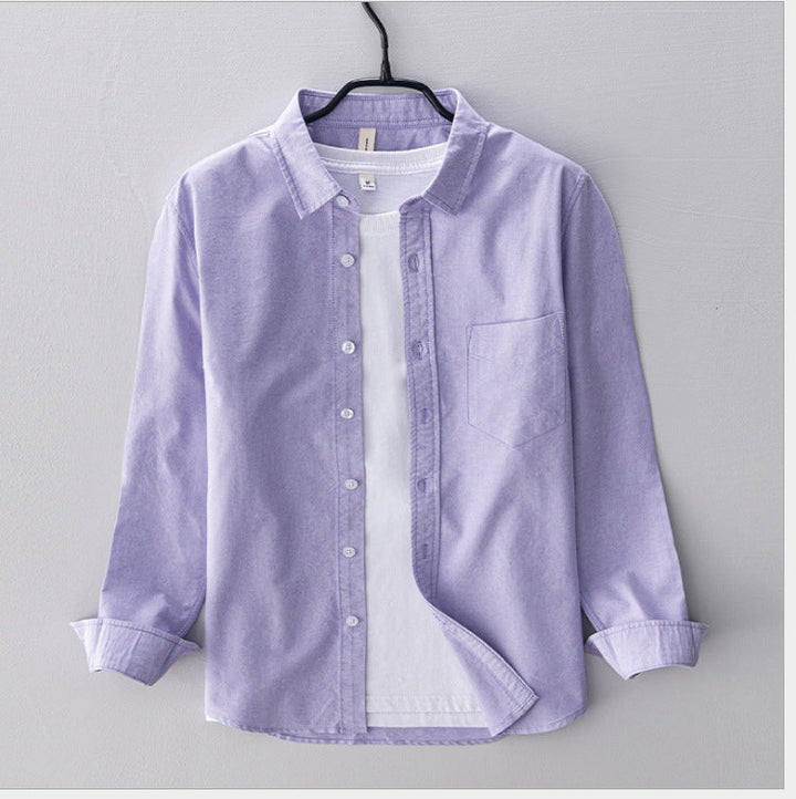 Men's Casual Breathable Cotton Oxford Shirt - Summer Outing
