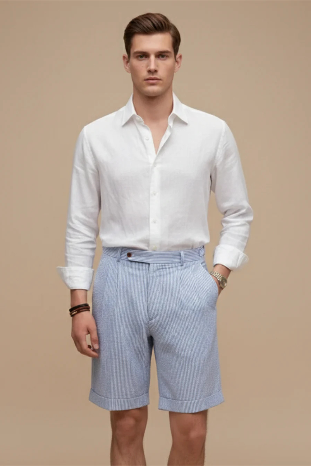 Men's Casual Striped Seersucker Chino Shorts - Summer Comfort