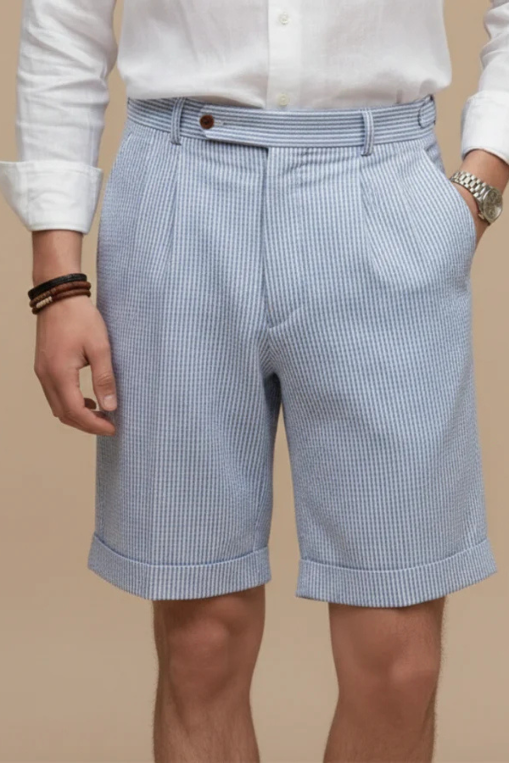 Men's Casual Striped Seersucker Chino Shorts - Summer Comfort