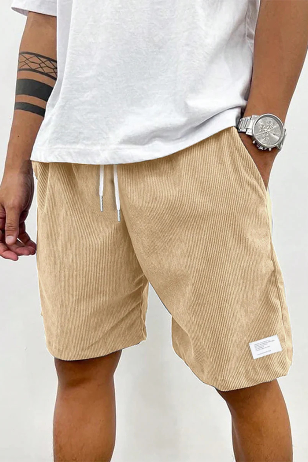 Men's Casual Corduroy Shorts - Relaxed Fit with Drawstring Waist