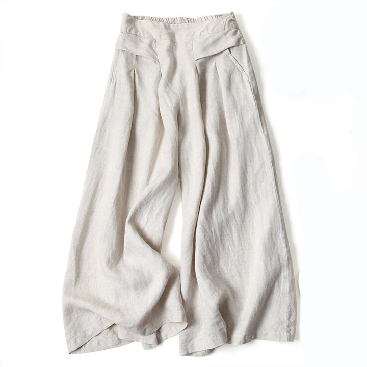 Women's Pleated Wide Leg Trousers - Summer Casual