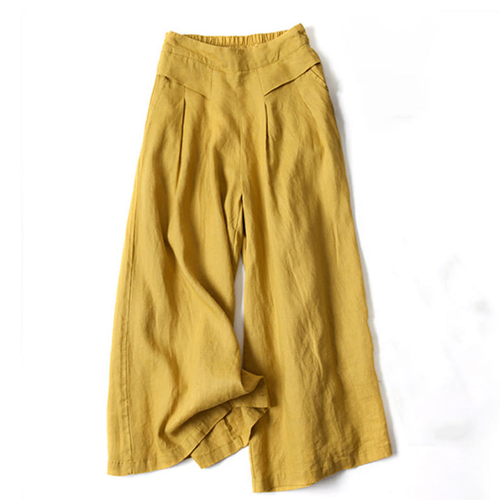 Women's Pleated Wide Leg Trousers - Summer Casual